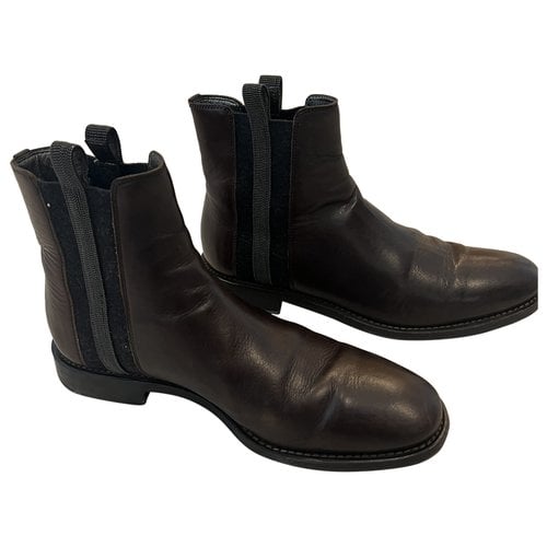 Pre-owned Brunello Cucinelli Leather Ankle Boots In Brown