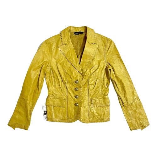 Pre-owned Cami Nyc Leather Jacket In Yellow