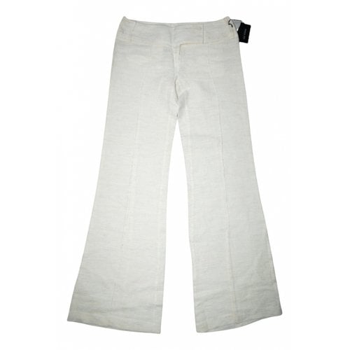 Pre-owned Patrizia Pepe Linen Trousers In White
