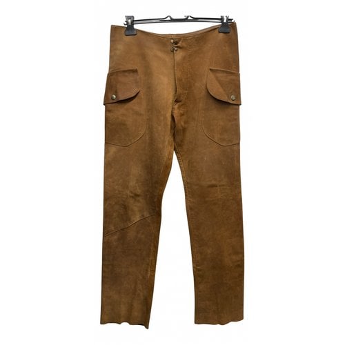 Pre-owned Maison Margiela Leather Trousers In Brown