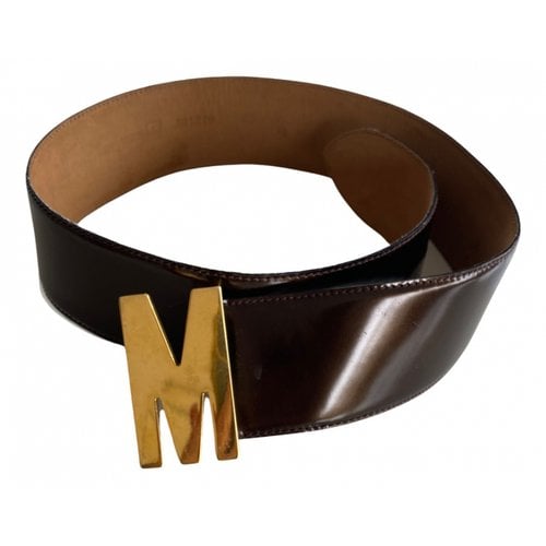 Pre-owned Moschino Patent Leather Belt In Brown