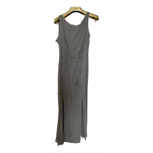 Pre-owned Moschino Silk Maxi Dress In Grey
