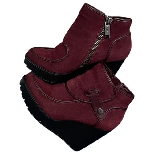 Pre-owned Calvin Klein Jeans Est.1978 Leather Ankle Boots In Purple