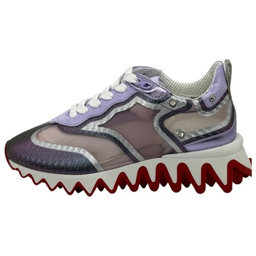 Pre-owned Christian Louboutin Leather Trainers In Purple