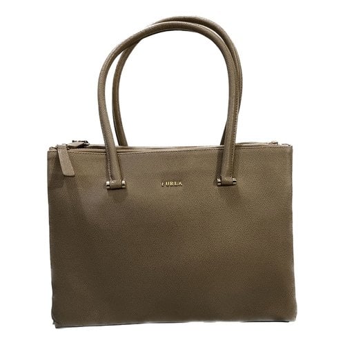 Pre-owned Furla Leather Tote In Beige