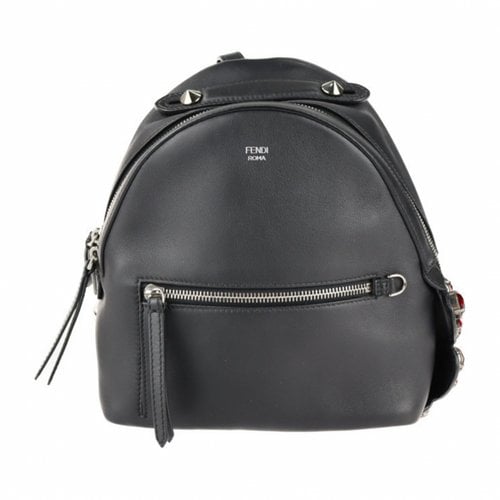 Pre-owned Fendi By The Way Leather Backpack In Black