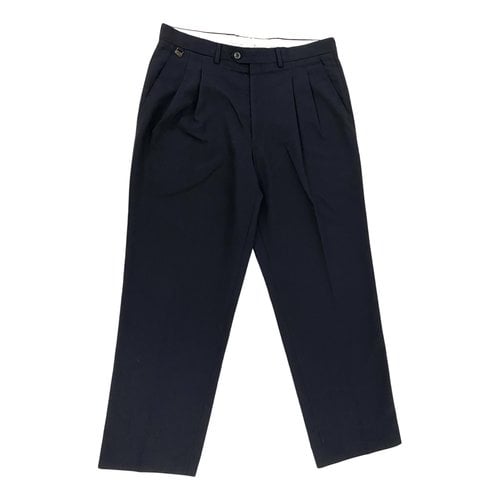 Pre-owned Lacoste Wool Trousers In Navy