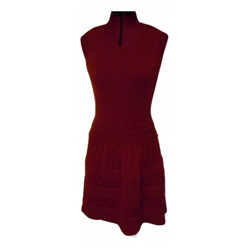 Pre-owned Rodier Wool Mid-length Dress In Burgundy