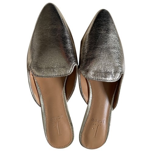 Pre-owned Jcrew Leather Mules In Gold