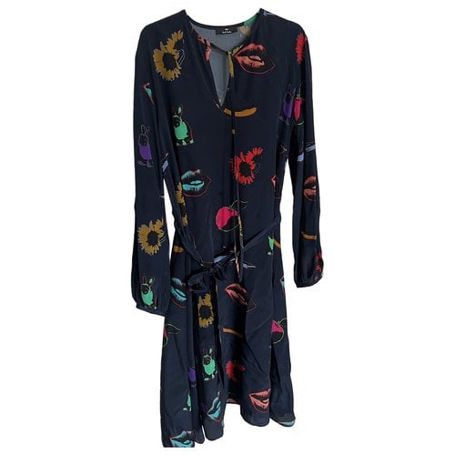 Pre-owned Paul Smith Silk Mid-length Dress In Navy