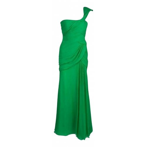 Pre-owned Oscar De La Renta Silk Maxi Dress In Green