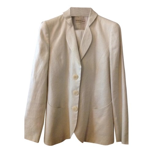 Pre-owned Emporio Armani Linen Suit Jacket In Beige
