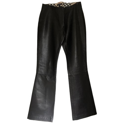 Pre-owned Burberry Leather Trousers In Black