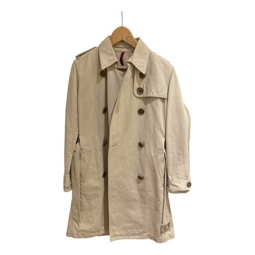Pre-owned Moncler Linen Trench Coat In Beige