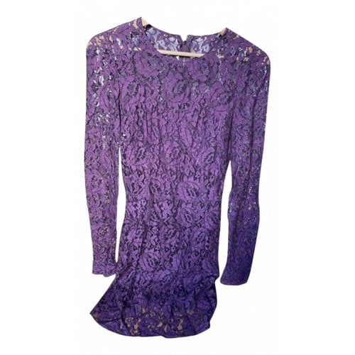 Pre-owned Dolce & Gabbana Lace Mini Dress In Purple