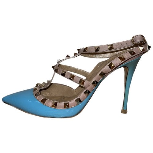 Pre-owned Valentino Garavani Patent Leather Sandals In Blue