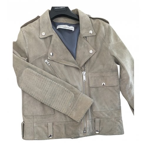 Pre-owned Golden Goose Leather Jacket In Beige