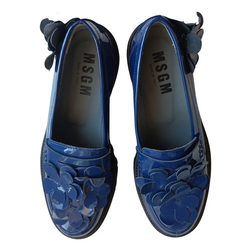Pre-owned Msgm Patent Leather Flats In Blue