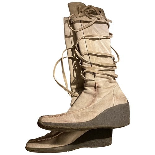 Pre-owned Janet & Janet Boots In Beige