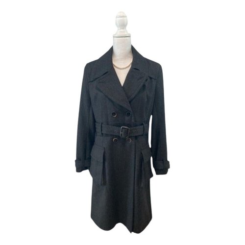 Pre-owned French Connection Wool Trench Coat In Anthracite