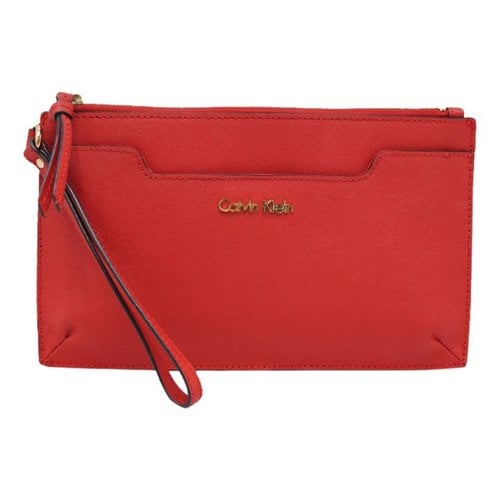 Pre-owned Calvin Klein Leather Handbag In Red