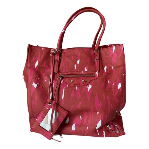 Pre-owned Balenciaga Papier Leather Tote In Pink