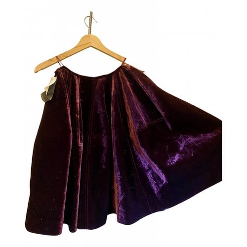 Pre-owned Alaïa Velvet Mid-length Skirt In Burgundy