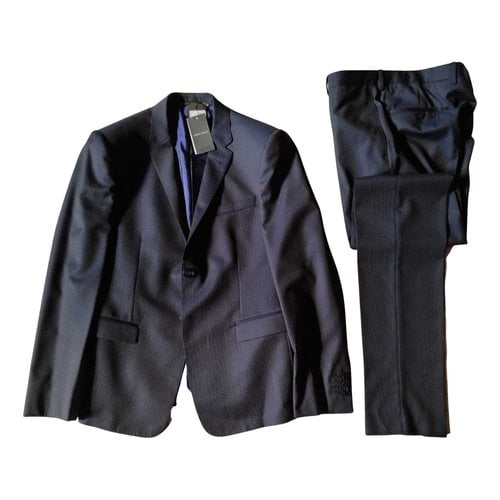 Pre-owned Giorgio Armani Wool Suit In Navy