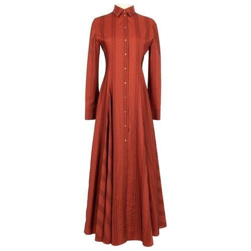 Pre-owned Alaïa Wool Maxi Dress In Orange