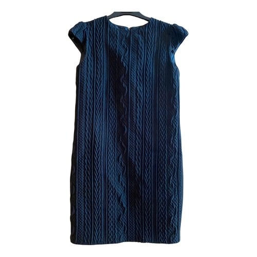 Pre-owned Carolina Herrera Wool Mini Dress In Blue