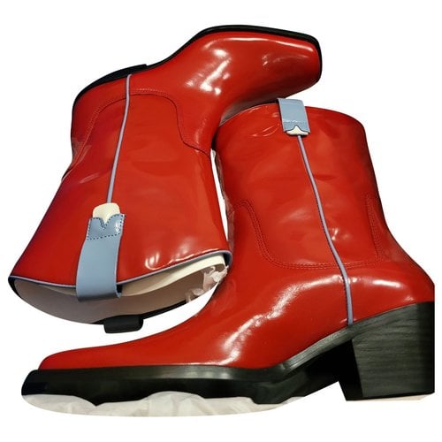 Pre-owned Calvin Klein Jeans Est.1978 Leather Western Boots In Red