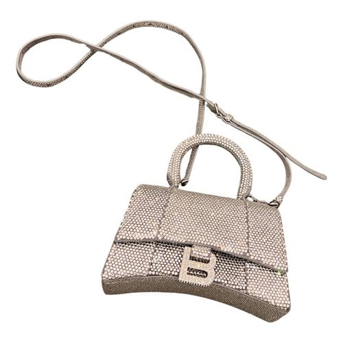 Pre-owned Balenciaga Hourglass Leather Handbag In Silver