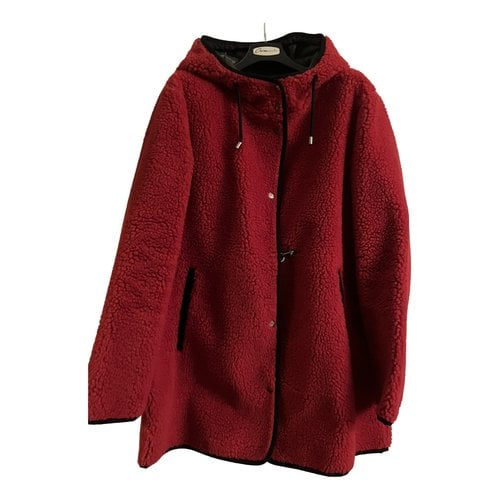 Pre-owned Fay Faux Fur Caban In Red