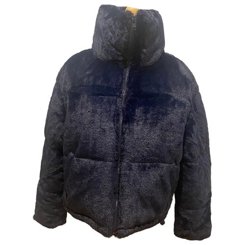 Pre-owned Apparis Faux Fur Puffer In Navy