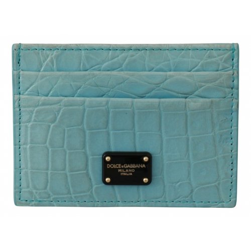 Pre-owned Dolce & Gabbana Leather Card Wallet In Blue