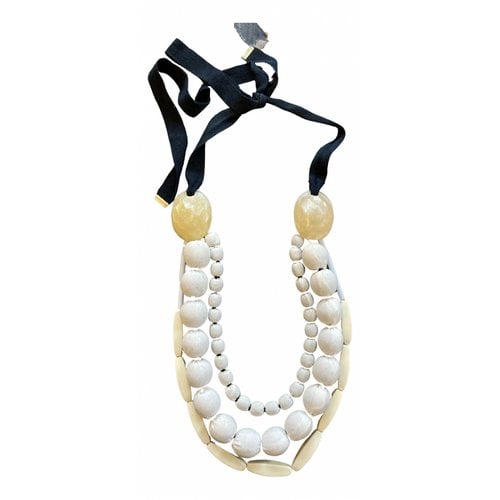 Pre-owned By Malene Birger Cloth Necklace In White