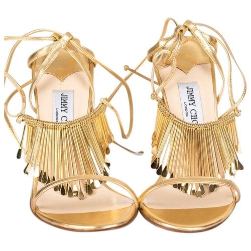 Pre-owned Jimmy Choo Patent Leather Sandals In Gold