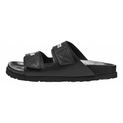 Pre-owned Palm Angels Leather Sandal In Black