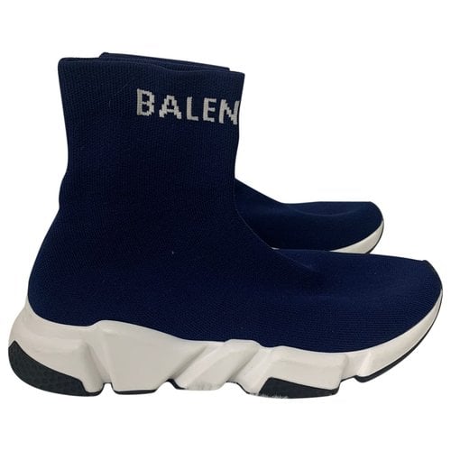 Pre-owned Balenciaga Speed Trainers In Blue