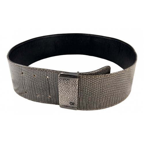 Pre-owned Gucci Lizard Belt In Grey