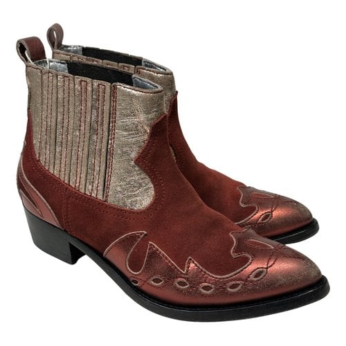 Pre-owned Golden Goose Ankle Boots In Burgundy