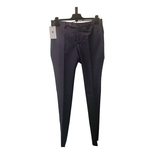 Pre-owned Pt01 Wool Trousers In Blue