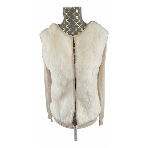 Pre-owned Elisabetta Franchi Wool Cardigan In White