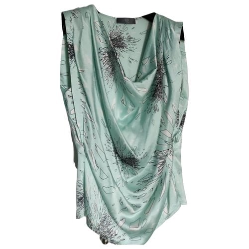 Pre-owned Alexander Mcqueen Silk Top In Turquoise