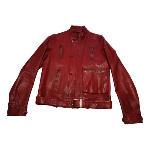 Pre-owned Fendi Leather Jacket In Burgundy