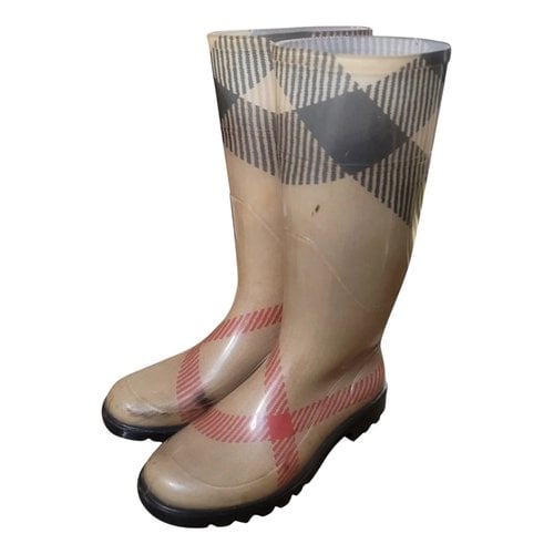 Pre-owned Burberry Wellington Boots In Camel