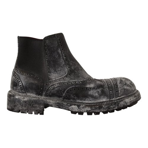 Pre-owned Dolce & Gabbana Leather Boots In Grey