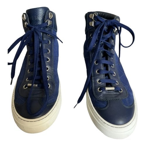 Pre-owned Jimmy Choo Cash Leather High Trainers In Blue