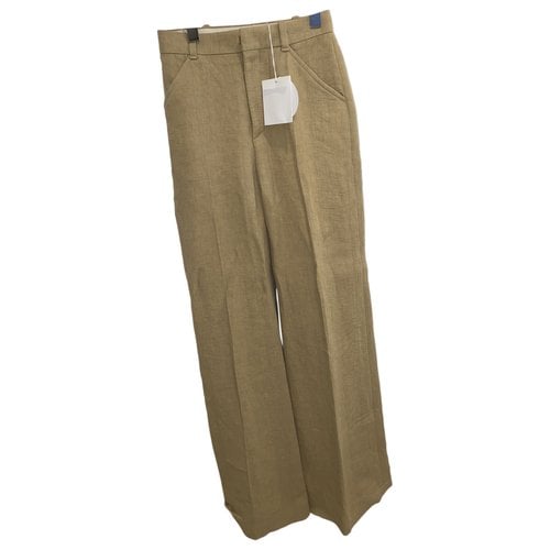 Pre-owned Chloé Linen Trousers In Beige
