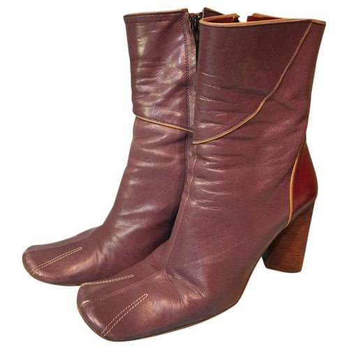 Pre-owned Giancarlo Paoli Leather Ankle Boots In Purple